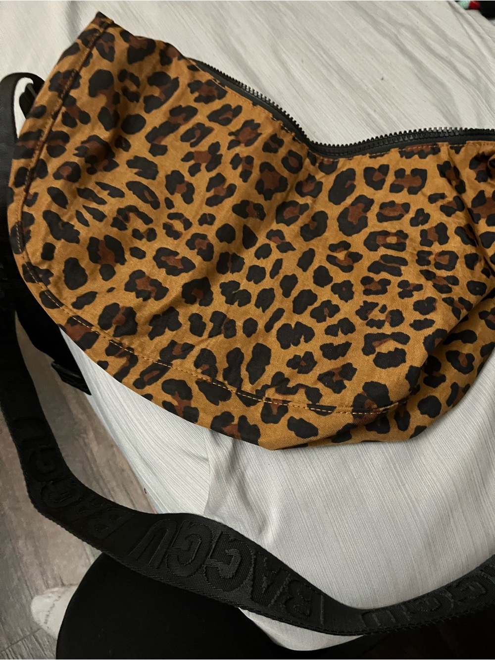 BAGGU Leopard Print Crossbody in Brown and Black
